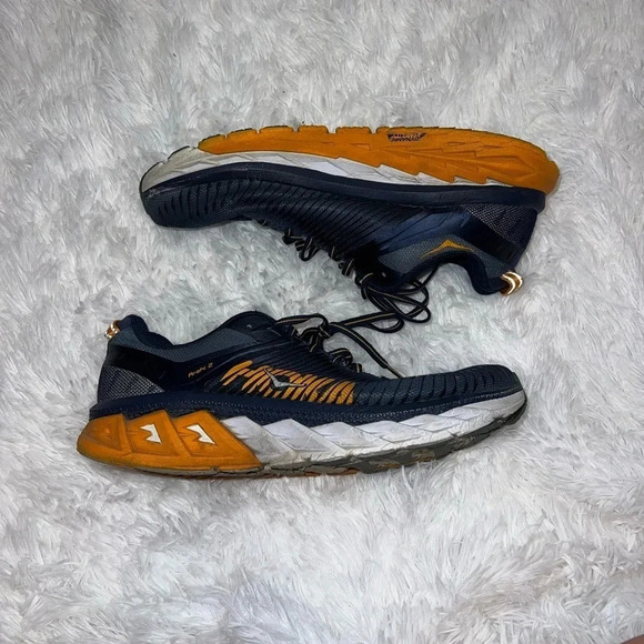 Hole One One Mens 10 Araha 2 Running Sneaker Navy Blue and Orange - Picture 1 of 10